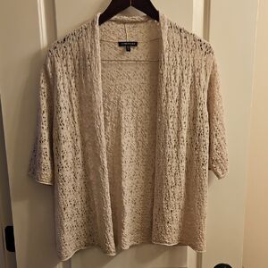 ✨️EILEEN FISHER| Washable Wool Lace Knit Open Cardigan| W Sz M | Quiet Luxe